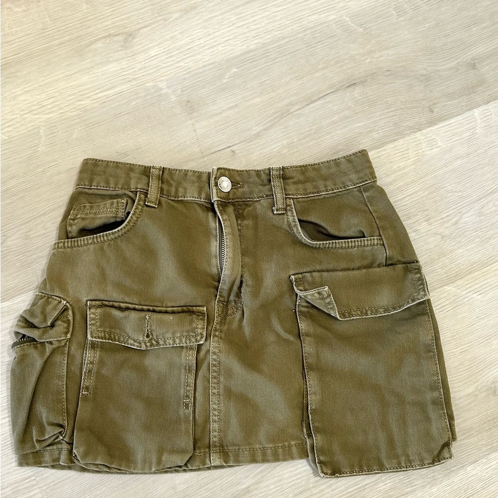 Bershka Olive Mini Skirt